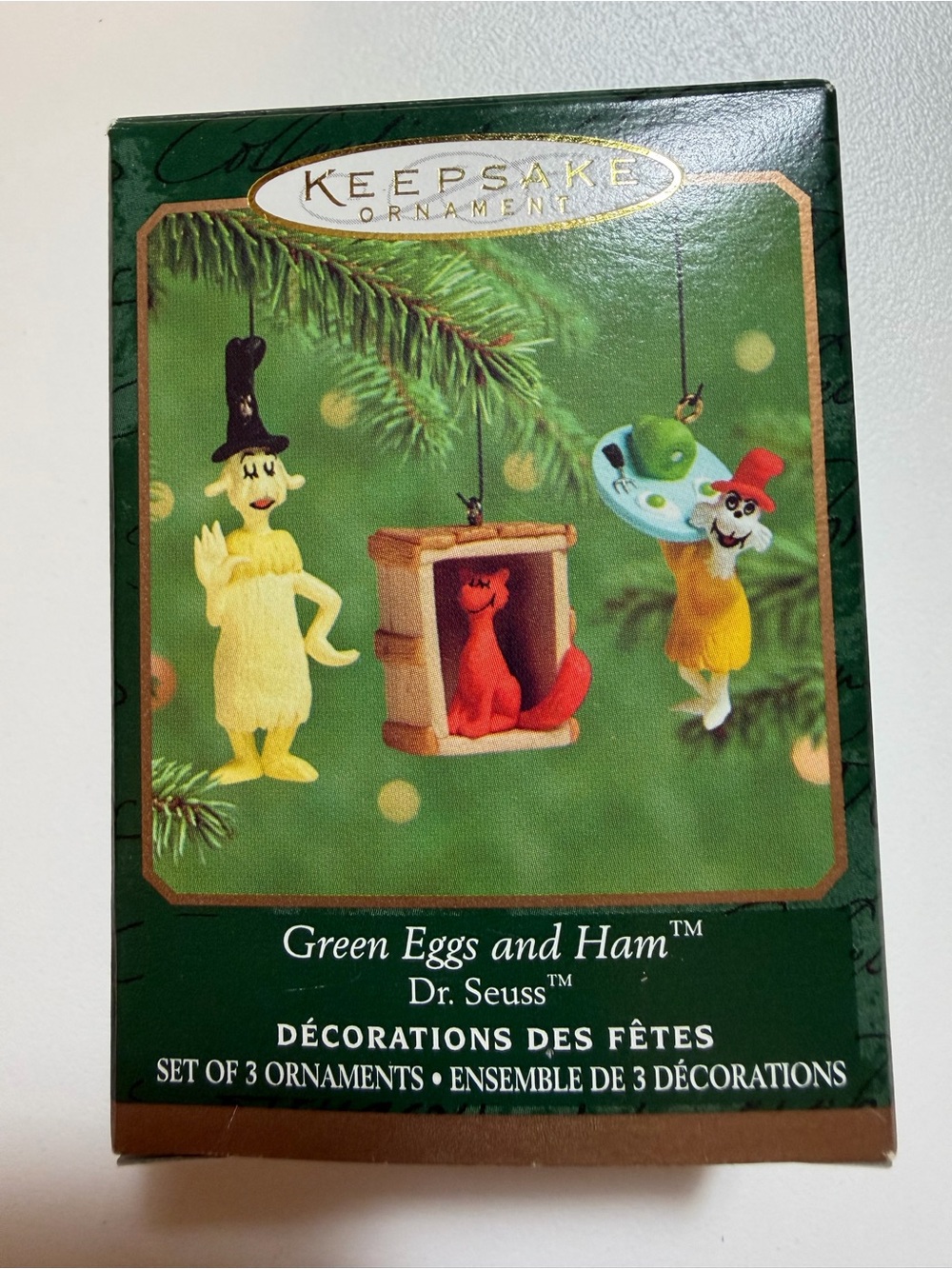 Vtg 2000 Hallmark Keepsake Ornament Dr. Seuss Green Eggs & Ham Miniature Set